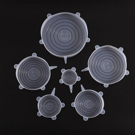6 Pcs Silicone Stretch Lids High Temperature Resistance Round Reusable Silicone Lids for Refrigerator Microwave Oven Silicone Cover 6 Pcs