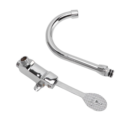 Foot Pedal Faucet Set Stainless Steel Hands Free Silver Touchless Floor Mount Foot Control Water Tap Kit