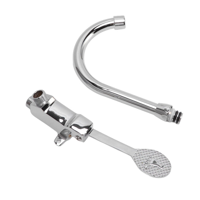 Foot Pedal Faucet Set Stainless Steel Hands Free Silver Touchless Floor Mount Foot Control Water Tap Kit – product detail