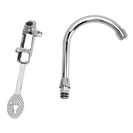 Foot Pedal Faucet Set Stainless Steel Hands Free Silver Touchless Floor Mount Foot Control Water Tap Kit