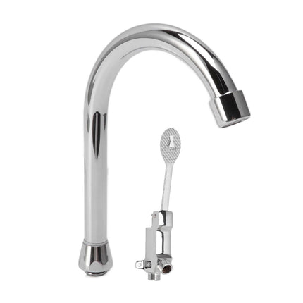 Foot Pedal Faucet Set Stainless Steel Hands Free Silver Touchless Floor Mount Foot Control Water Tap Kit