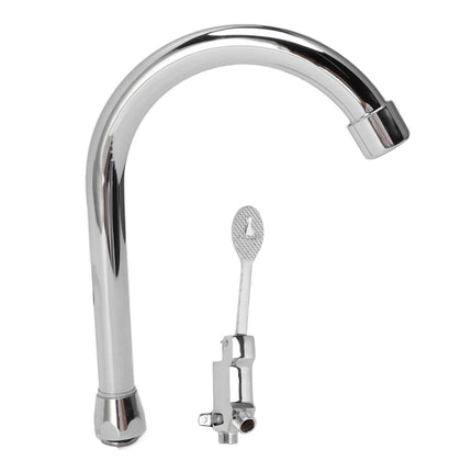 Foot Pedal Faucet Set Stainless Steel Hands Free Silver Touchless Floor Mount Foot Control Water Tap Kit