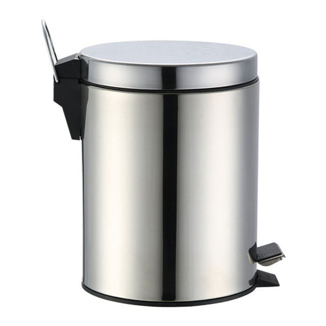 Stainless Steel Trash Can Silent Ergonomic Handle Kitchen Garbage Can with Antislip Footrest for Bedroom