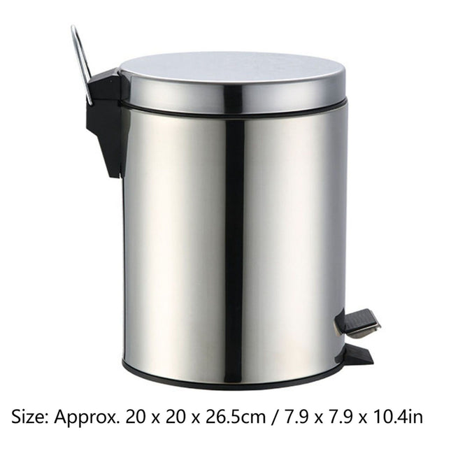Stainless Steel Trash Can Silent Ergonomic Handle Kitchen Garbage Can with Antislip Footrest for Bedroom – product detail