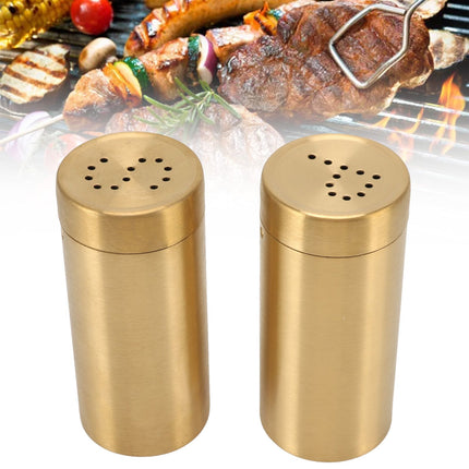 2Pcs Gold Spice Jar Stainless Steel Rustproof Screw Open Top Seasoning Shaker Bottle for Salt Sugar Pepper Paprika