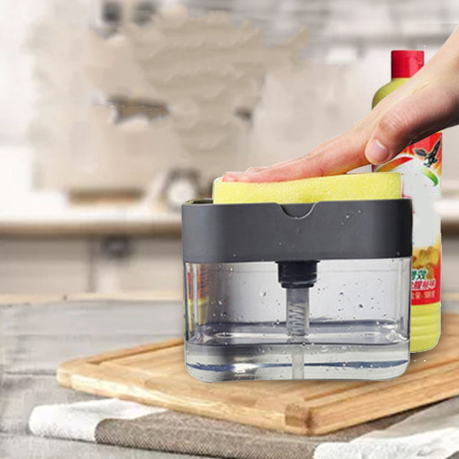 Dish Soap Dispenser Press Design Automatically Liquid Dispenser Box Sponge Holder Soap Dispenser for Home – product detail