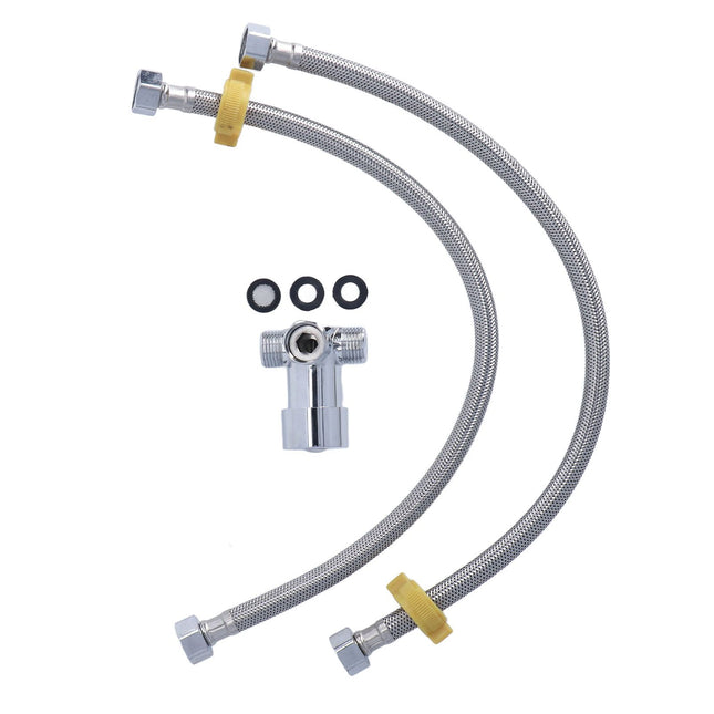 G1/2 Thread Thermostatic Mixer Valve Stainless Steel Hot Cold Water Mixing Tempered Valve with Dual Hoses – product detail