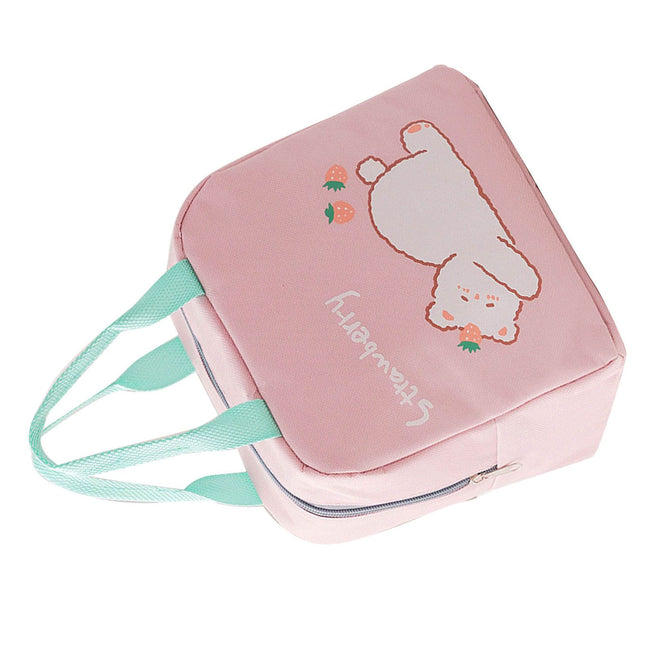 Lunch Bag Cartoon Style Zipper Widened Handle Oxford Cloth Aluminum Film Portable Lunchbox Bag for Student – product detail