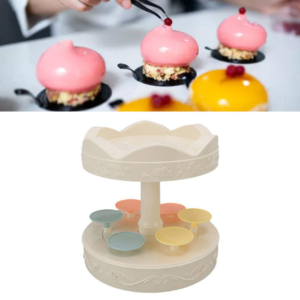 6 Trays 2 Tier Automatic Rotating Dessert Cupcake Display Table Swing Tray with Music for Wedding Birthday Party Supplies Gift