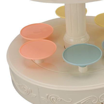 6 Trays 2 Tier Automatic Rotating Dessert Cupcake Display Table Swing Tray with Music for Wedding Birthday Party Supplies Gift