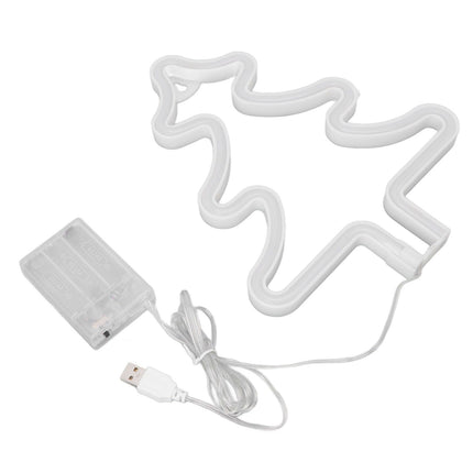 Christmas Neon Sign Christmas Tree Shape Neon Light USB Decorative Night Light for Desk Wall Display