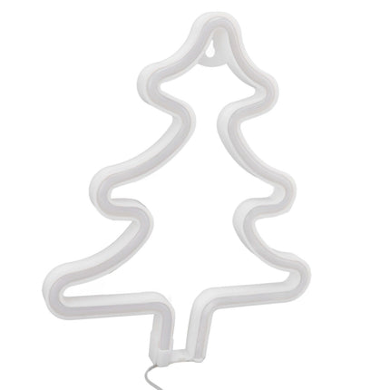 Christmas Neon Sign Christmas Tree Shape Neon Light USB Decorative Night Light for Desk Wall Display