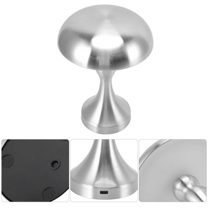 Table Lamp Rechargeable Mushroom Shape 3 Speed Color Temperature Touch Stepless Dimming Night Light for Home Silver