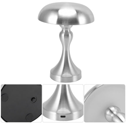 Table Lamp Rechargeable Mushroom Shape 3 Speed Color Temperature Touch Stepless Dimming Night Light for Home Silver
