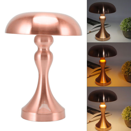 Table Lamp Rechargeable Mushroom Shape 3 Speed Color Temperature Touch Stepless Dimming Night Light for Home Copper