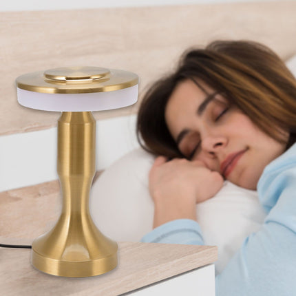 Portable LED Table Lamp Touch Sensor 3 Color Temperatures Rechargeable Battery Powered Bedside Night Lamp for Dining Room Gold