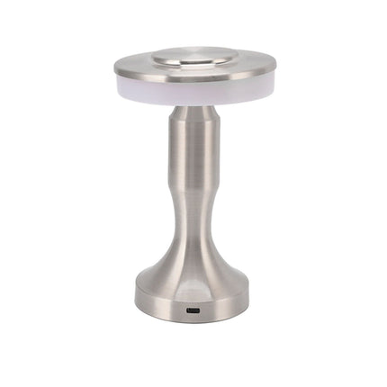 Portable LED Table Lamp Touch Sensor 3 Color Temperatures Rechargeable Battery Powered Bedside Night Lamp for Dining Room Silver
