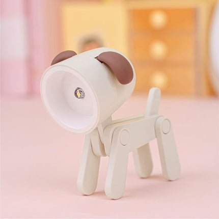 Mini Cute Pet Night Light Kawaii LED Desk Lamp Ins Mini Cute Little Phone Stand Decorative Furnishing Articles Beige Dog