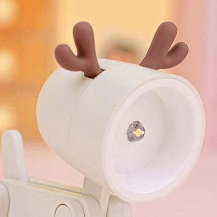 Mini Cute Pet Night Light Kawaii LED Desk Lamp Ins Mini Cute Little Phone Stand Decorative Furnishing Articles Beige Deer
