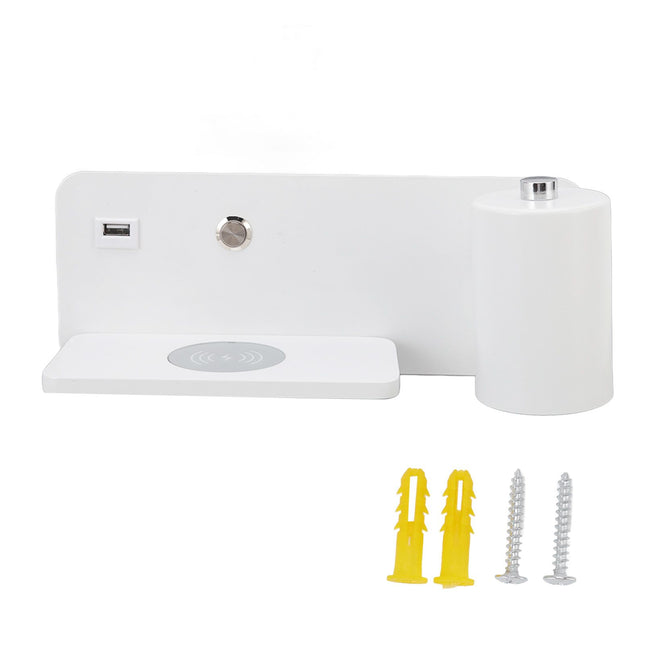 LED Wall Light USB Interface Wireless Charging LED Wall Lamp for Living Room Bedroom 85 265V White