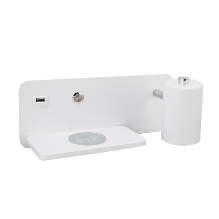 LED Wall Light USB Interface Wireless Charging LED Wall Lamp for Living Room Bedroom 85‑265V White Right
