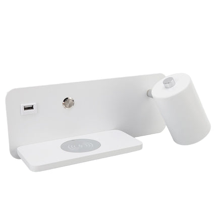 LED Wall Light USB Interface Wireless Charging LED Wall Lamp for Living Room Bedroom 85‑265V White Right