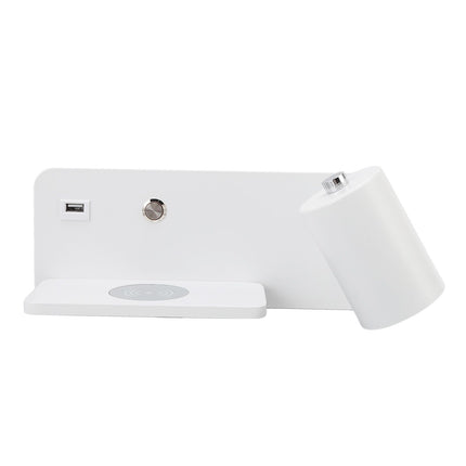 LED Wall Light USB Interface Wireless Charging LED Wall Lamp for Living Room Bedroom 85‑265V White Right