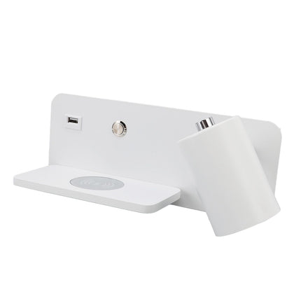 LED Wall Light USB Interface Wireless Charging LED Wall Lamp for Living Room Bedroom 85‑265V White Right