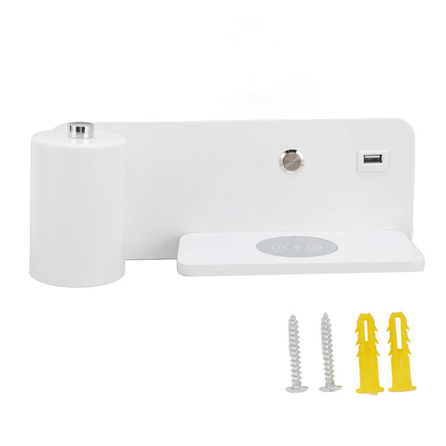 LED Wall Light USB Interface Wireless Charging LED Wall Lamp for Living Room Bedroom 85 265V White