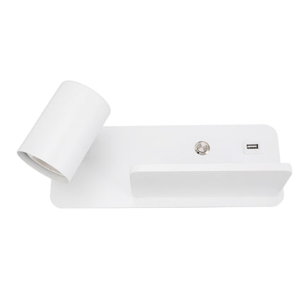 LED Wall Light USB Interface Wireless Charging LED Wall Lamp for Living Room Bedroom 85‑265V White Left