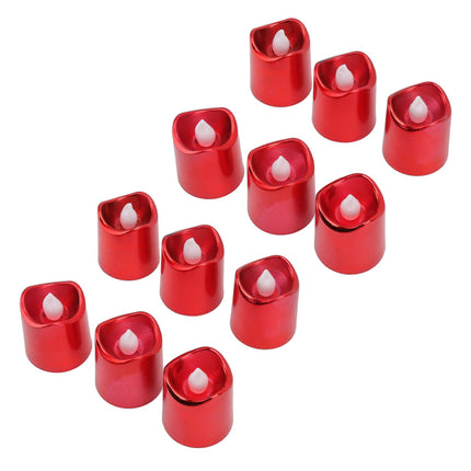 12Pcs Red LED Candle Lamp Warm Light Flameless Electronic LED Candle Light for Christmas Festival Birthday Party Wedding