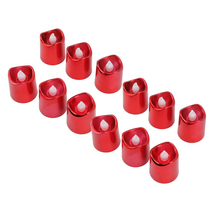 12Pcs Red LED Candle Lamp Warm Light Flameless Electronic LED Candle Light for Christmas Festival Birthday Party Wedding