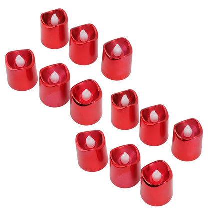 12Pcs Red LED Candle Lamp Warm Light Flameless Electronic LED Candle Light for Christmas Festival Birthday Party Wedding