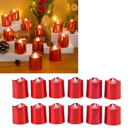 12Pcs Red LED Candle Lamp Warm Light Flameless Electronic LED Candle Light for Christmas Festival Birthday Party Wedding