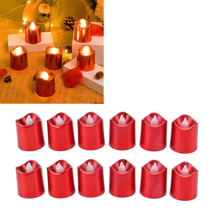12Pcs Red LED Candle Lamp Warm Light Flameless Electronic LED Candle Light for Christmas Festival Birthday Party Wedding