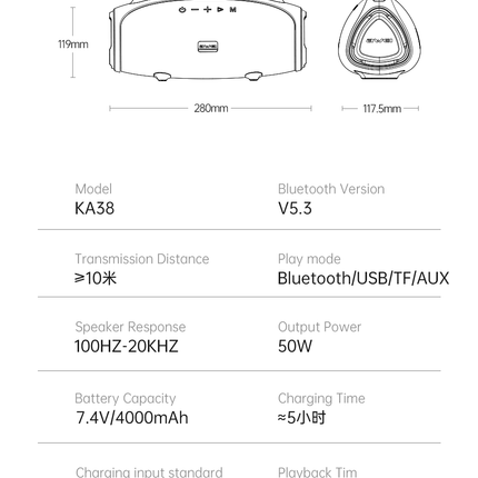 KA38 Wireless Bluetooth Portable Speaker,