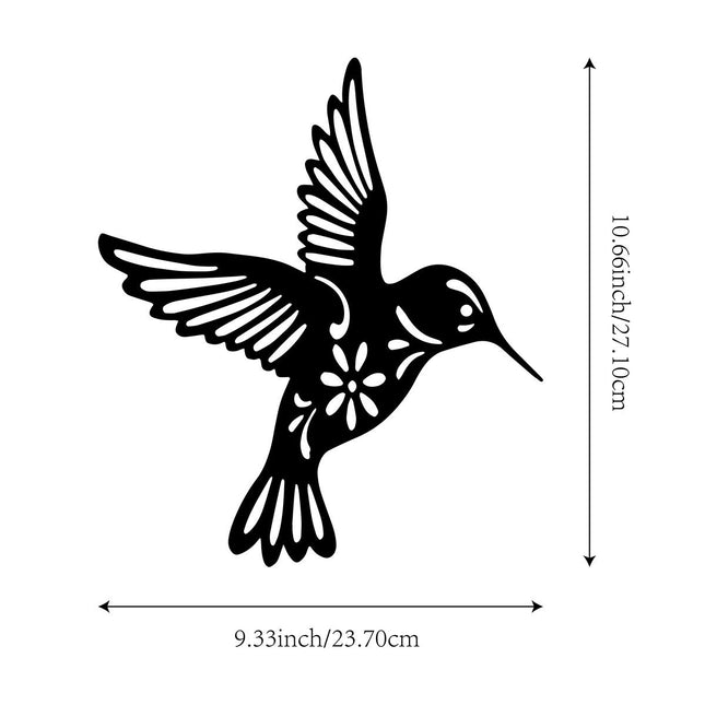 3 Pieces Metal Bird Wall Cutout Iron Bird Sculpture V1301-101624044 in Black