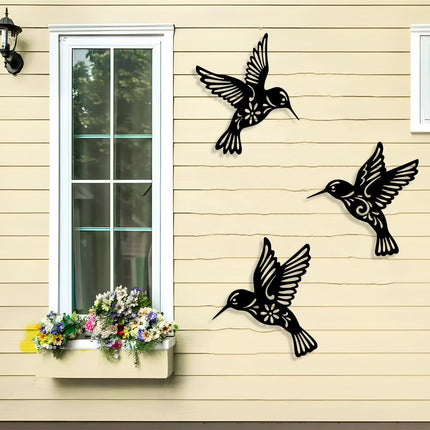 3 Pieces Metal Bird Wall Cutout Iron Bird Sculpture