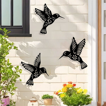 3 Pieces Metal Bird Wall Cutout Iron Bird Sculpture