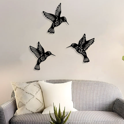 3 Pieces Metal Bird Wall Cutout Iron Bird Sculpture