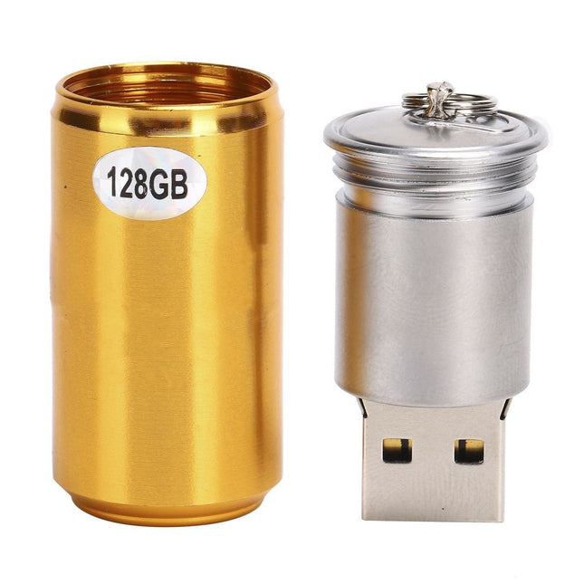 Unique Can Shaped U Disk Fashionable Portable USB Flash Drive Brass Yellow – product detail