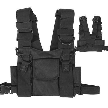 Walkie Talkie Chest Front Pack Pouch Tactics Outdoor Vest Rig Carry Bag