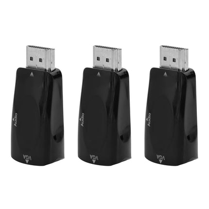3 Sets HDMI Male to VGA Female Adapter 1080P Video Adapter with Audio Outpu