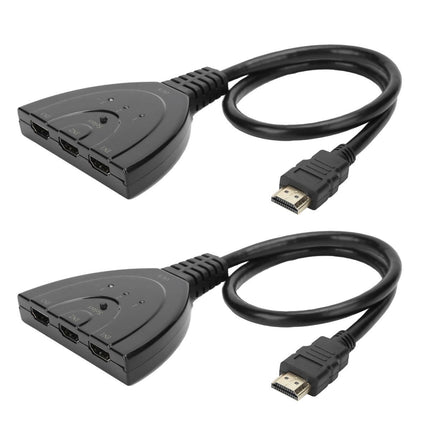 2Pcs HDMI Splitter 3 Port 4Kx2K MultiFunctional Hub Box Switcher for LCD HD