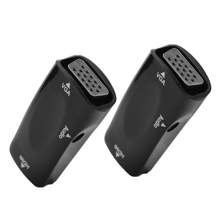 2pcs 1080P Video Adapter HDMI Female to VGA Female with 3.5mm Audio Output