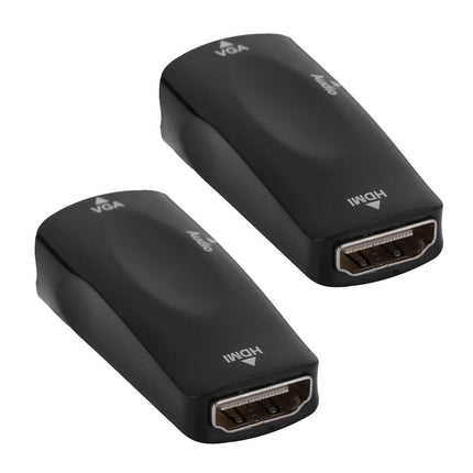 2pcs 1080P Video Adapter HDMI Female to VGA Female with 3.5mm Audio Output