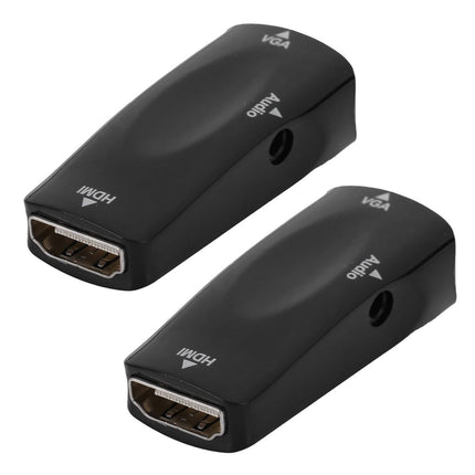 2pcs 1080P Video Adapter HDMI Female to VGA Female with 3.5mm Audio Output