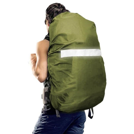 High-Visibility Backpack Rain Cover with Reflective Strip Water-Resistant Outdoor Night Travel Bag Cover -Army Green / M