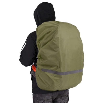 High-Visibility Backpack Rain Cover with Reflective Strip Water-Resistant Outdoor Night Travel Bag Cover -Army Green / L