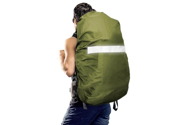 High-Visibility Backpack Rain Cover with Reflective Strip Water-Resistant Outdoor Night Travel Bag Cover